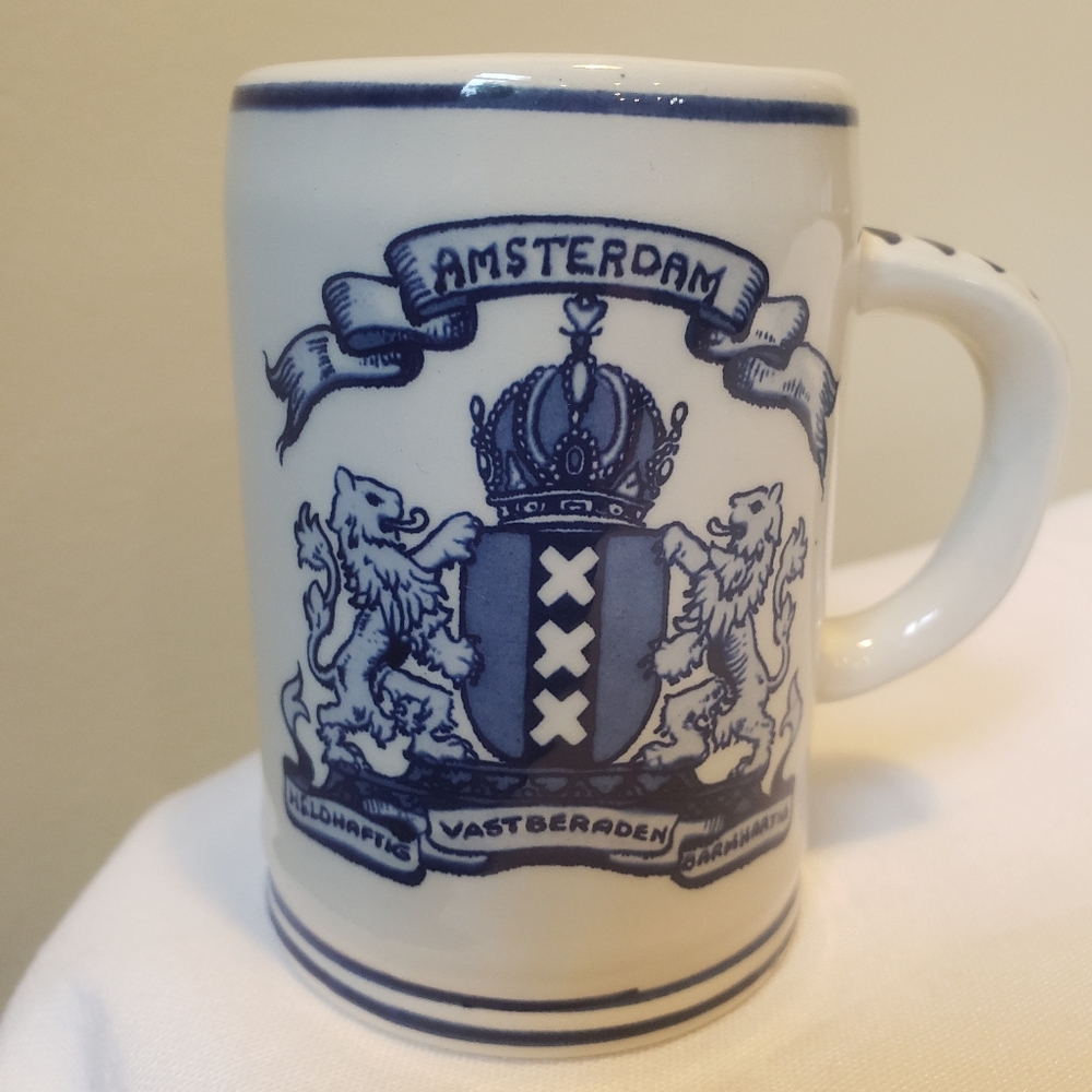 Blue Delft Amsterdam Holland Blue & White Decor Mini Stein Mug "442"